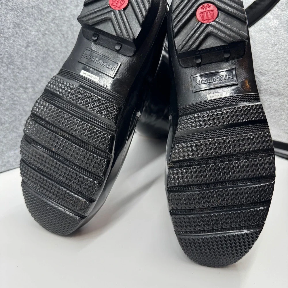 Hunter Original Back Adjust Gloss Rain Boots Womens Size 9 Black Tall WFT1001RGL